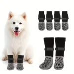 4pcs Waterproof Dog Paw Protectors Anti-Slip Boots with Traction Control Adjustable Socks for Injured Paws Senior Dogs 1