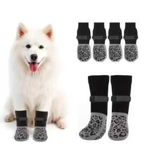 4pcs Waterproof Dog Paw Protectors Anti-Slip Boots with Traction Control Adjustable Socks for Injured Paws Senior Dogs 1