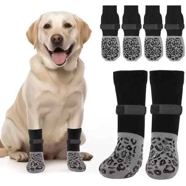 4pcs Waterproof Dog Paw Protectors Anti-Slip Boots with Traction Control Adjustable Socks for Injured Paws Senior Dogs 2
