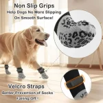 4pcs Waterproof Dog Paw Protectors Anti-Slip Boots with Traction Control Adjustable Socks for Injured Paws Senior Dogs 4