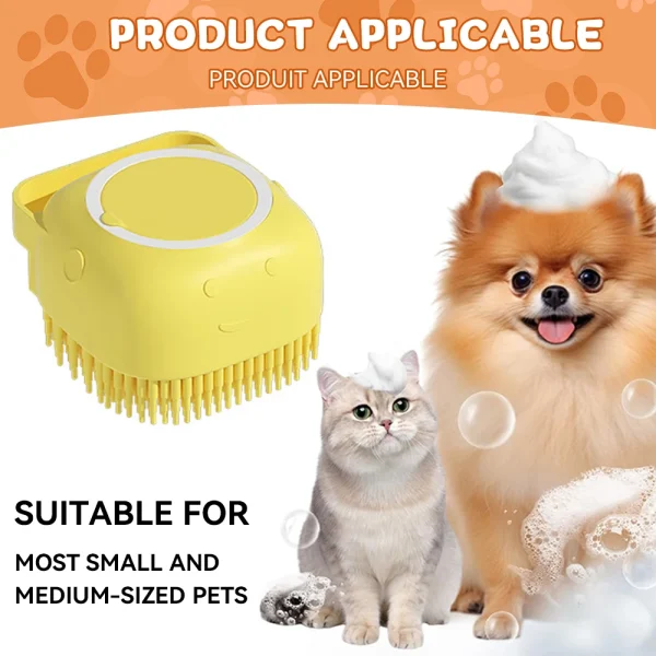 Dog Bathing Brush Pet Massage Brush Shampoo Dispenser Soft Silicone Brush Rubber Bristle for Dogs and Cats Shower Grooming Tool 5