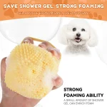 Dog Bathing Brush Pet Massage Brush Shampoo Dispenser Soft Silicone Brush Rubber Bristle for Dogs and Cats Shower Grooming Tool 4
