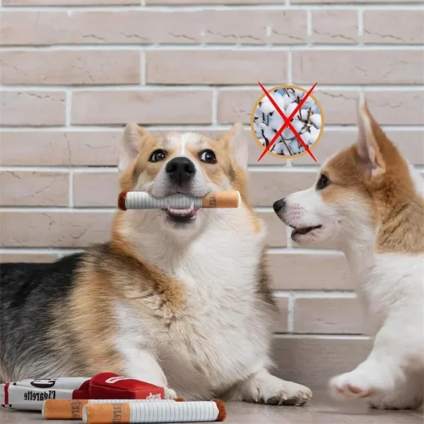 Cigarette plush dog toy