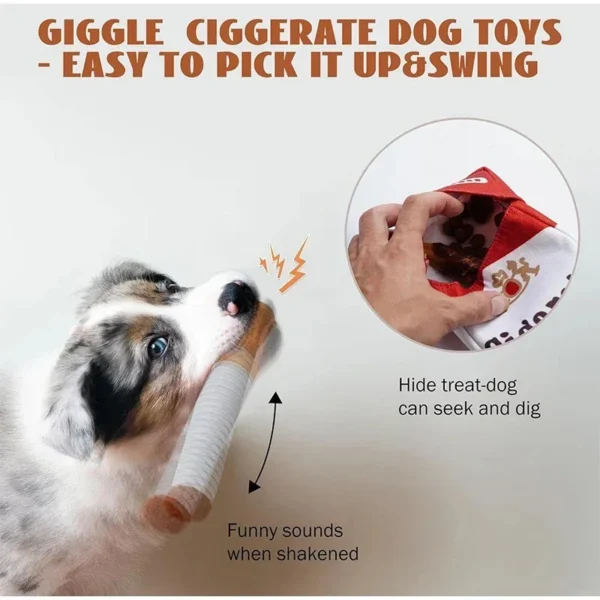 Cigarette plush dog toy