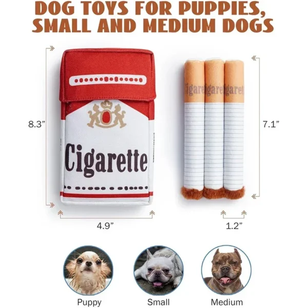 Cigarette plush dog toy