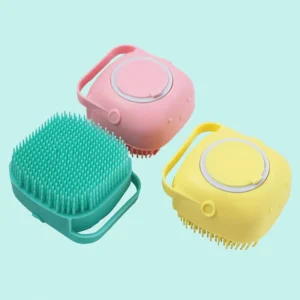 Silicone bath brush and massager for dogs