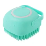 Blue silicone bath brush and massager for dogs
