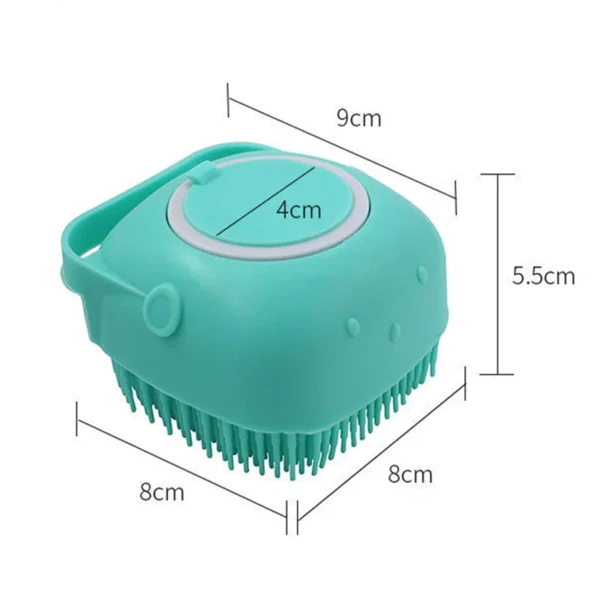 Silicone bath brush and massager for dogs measurements