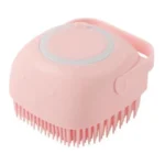 Pink silicone bath brush and massager for dogs