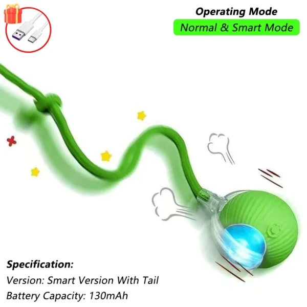 Smart interactive dog ball - green with tail